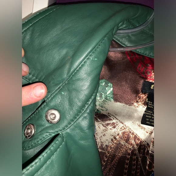 Twiggy London Green Leather Jacket L - Picture 7 of 8